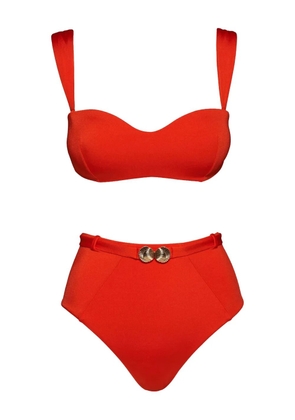 Noire Swimwear seashell-motif bandeau bikini set - Red