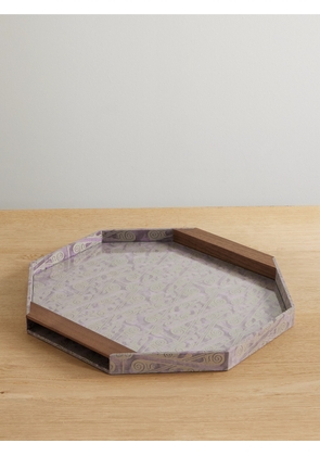 L'Objet - Fortuny Tzin Canvas-jacquard And Wood Tray - Purple - One size