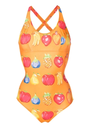 Amir Slama all-over fruit-print swimsuit - Orange