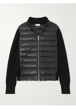 Moncler - Wool And Quilted Shell Down Cardigan - Black - xx small,x small,small,medium,large,x large,xx large