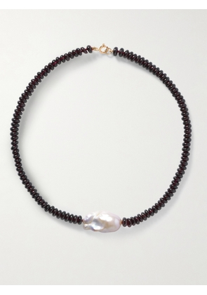 Loren Stewart - Scarlet Gold, Garnet And Pearl Necklace - Burgundy - One size