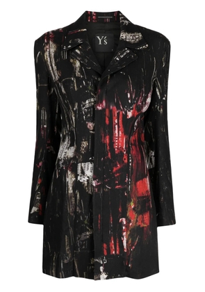 Y's graphic-print zipped blazer - Black