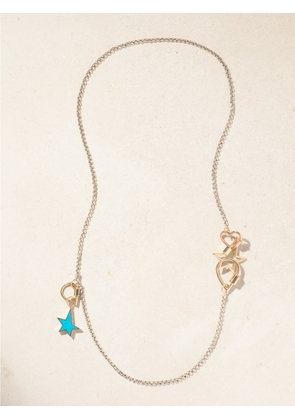 Marla Aaron - Baby Heartlock + Starlock + Baby Droplock + 3 Loop Rolo Chain Sterling Silver, 14-karat Yellow And Rose Gold And Enamel Necklace - One size