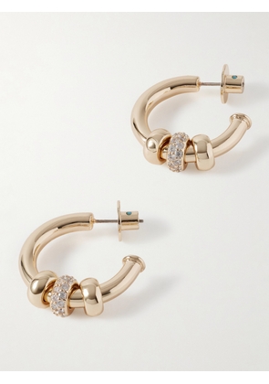 Roxanne Assoulin - The Slider Gold-tone Crystal Hoop Earrings - One size