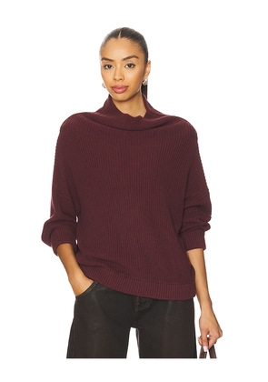 Autumn Cashmere Half Cardigan Stitch Funnel Neck in Burgundy. Size M. Also in XS.