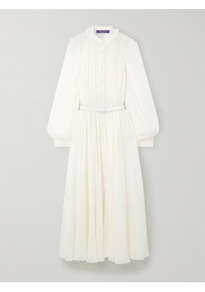 Ralph Lauren Collection - Grantly Belted Pleated Silk-crepon Midi Dress - Cream - US2,US4,US6,US8,US12