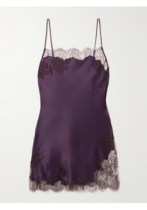 Carine Gilson - Lace-trimmed Silk-satin Chemise - Purple - small,medium,large,x large