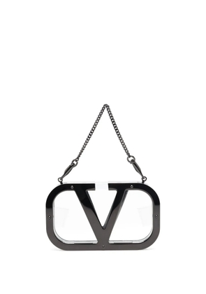 Valentino Garavani logo-plaque clear clutch - Black