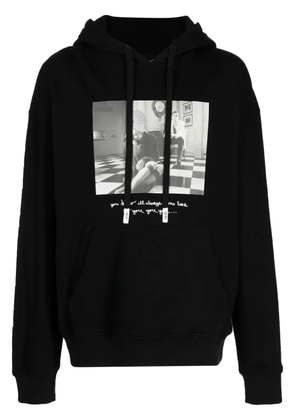 Haculla photograph-print drawstring cotton hoodie - Black