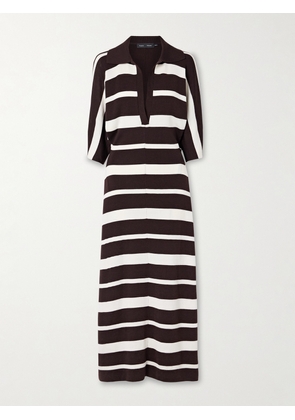 Proenza Schouler - Solana Striped Wool And Silk-blend Midi Dress - Brown - x small,small,medium,large,x large