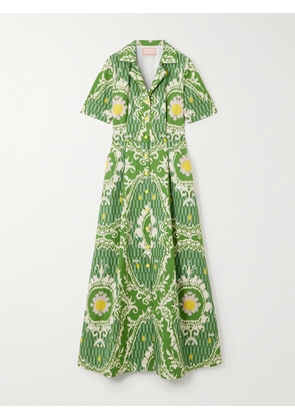 Marta Ferri - Maria Printed Organic Cotton Maxi Shirt Dress - Green - S/M,M/L,L/XL
