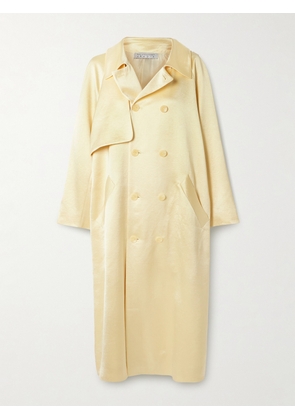 Abadia - Double-breasted Satin-twill Trench Coat - Yellow - x small,small,medium,large,x large
