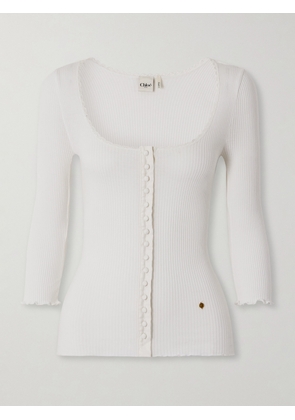 Chloé - Ribbed Cotton Top - White - XS/S,M/L