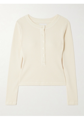 Citizens of Humanity - Varra Ribbed Jersey Henley Top - Off-white - x small,small,medium,large,x large