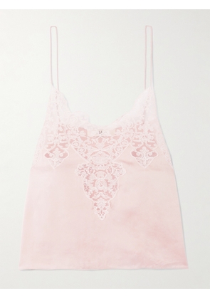 Chloé - Cotton-blend Lace-trimmed Silk-satin Top - Pink - FR 34,FR 36,FR 38,FR 40,FR 42,FR 44