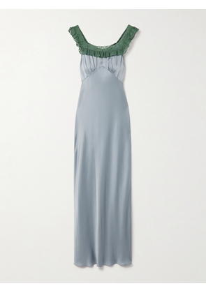 Chloé - Lace-trimmed Silk-satin Gown - Blue - FR 34,FR 36,FR 38,FR 40,FR 42,FR 44