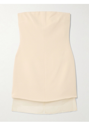 ESSE Studios - Issia Strapless Silk Organza-trimmed Crepe Mini Dress - Cream - UK 6,UK 8,UK 10,UK 12,UK 14