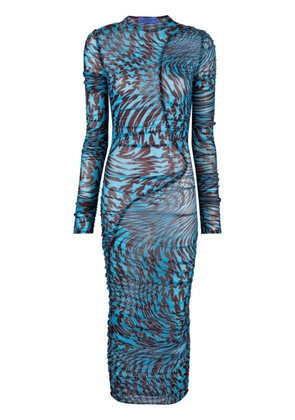 Mugler star-print ruched dress - Blue