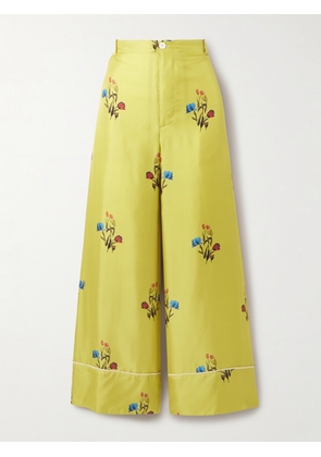 Marni - Floral-print Silk-twill Wide-leg Pants - Yellow - IT38,IT40,IT42,IT44,IT46,IT48