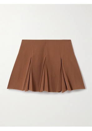 Marni - Pleated Grain De Poudre Wool Mini Skirt - Brown - IT38,IT40,IT42,IT44,IT46