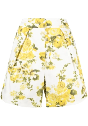 ERDEM floral-print cotton shorts - White