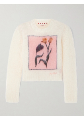 Marni - Intarsia-knit Mohair-blend Sweater - White - IT38,IT40,IT42,IT44,IT46,IT48