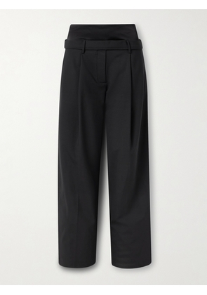 ESSE Studios - Portia Duo Layered Pleated Recycled-crepe Straight-leg Pants - Black - UK 6,UK 8,UK 10,UK 12,UK 14