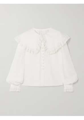 Chloé - Lace-trimmed Organic Silk Blouse - White - FR 34,FR 36,FR 38,FR 40,FR 42,FR 44,FR 46