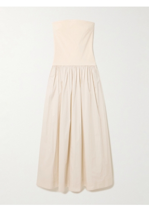 ESSE Studios - Strapless Stretch-knit And Organic Cotton-poplin Maxi Dress - Cream - UK 6,UK 8,UK 10,UK 12,UK 14