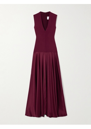 ESSE Studios - Illi V Jersey And Silk-satin Maxi Dress - Burgundy - UK 6,UK 8,UK 10,UK 12,UK 14