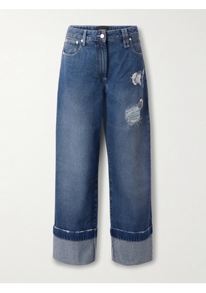 Simone Rocha - Embellished Distressed Wide-leg Jeans - Blue - UK 4,UK 6,UK 8,UK 10,UK 12,UK 14