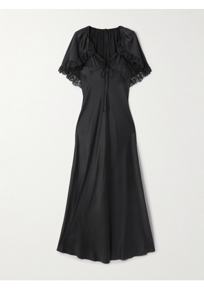Chloé - Cape-effect Lace-trimmed Silk-satin Gown - Black - FR 34,FR 36,FR 38,FR 40,FR 42,FR 44