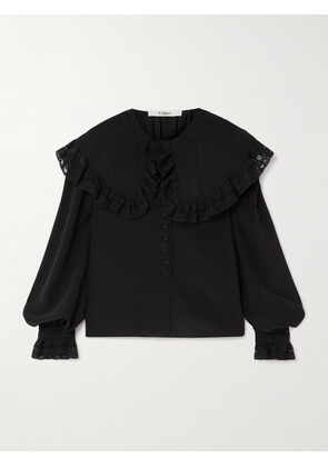 Chloé - Lace-trimmed Organic Silk Blouse - Black - FR 34,FR 36,FR 38,FR 40,FR 42,FR 44,FR 46