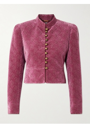 Chloé - Cropped Embroidered Cotton-velvet Jacket - Pink - FR 34,FR 36,FR 38,FR 40,FR 42,FR 44,FR 46