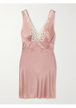 Chloé - Gathered Tie-detailed Lace-trimmed Silk-satin Mini Dress - Pink - FR 34,FR 36,FR 38,FR 40,FR 42