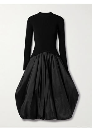 SIMKHAI - Kenlie Ribbed-knit And Taffeta Midi Dress - Black - x small,small,medium,large,x large