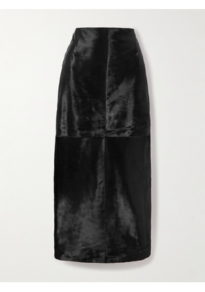 Nour Hammour - Elisse Paneled Cow Hair Midi Skirt - Black - FR 32,FR 34,FR 36,FR 38,FR 40,FR 42