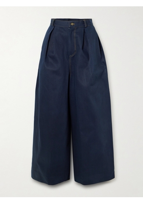 Marrakshi Life - Pleated Mid-rise Wide-leg Jeans - Blue - xx small,x small,small,medium,large,x large