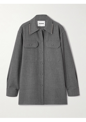 Jil Sander - Bead-embellished Wool Shirt - Gray - DK34,DK36,DK38,DK40