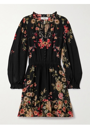 Sea - Jolie Ruffled Floral-print Crepe De Chine Mini Dress - Multi - x small,small,medium,large,x large