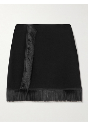 Jil Sander - Fringed Wrap-effect Crepe Mini Skirt - Black - DK32,DK34,DK36,DK38,DK40