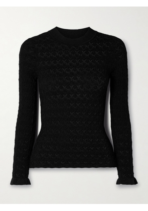 Sea - Ruby Ruffled Metallic Pointelle-knit Top - Black - xx small,x small,small,medium,large