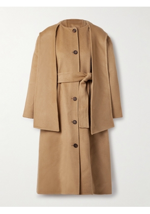 Sea - Astra Scarf-detailed Hooded Wool-felt Coat - Brown - x small,small,medium,large