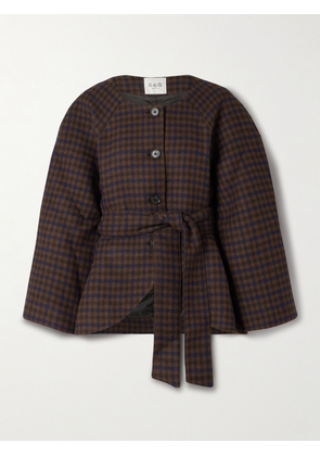 Sea - Beatrice Belted Checked Woven Jacket - Brown - xx small,x small,small,medium,large,x large