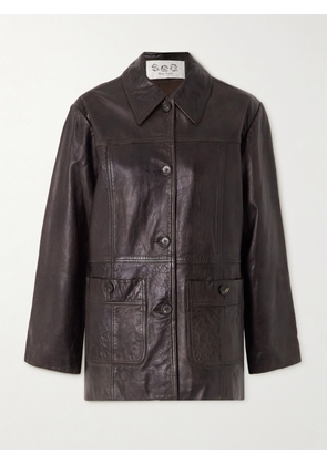 Sea - Lenoir Leather Jacket - Brown - xx small,x small,small,medium,large,x large