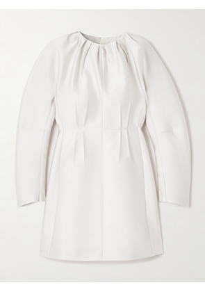 Jil Sander - Frayed Pleated Satin-twill Mini Dress - Ecru - DK34,DK36,DK38,DK40,DK44