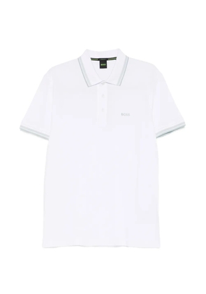 BOSS striped-collar polo shirt - White