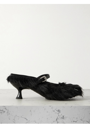 Simone Rocha - Leather-trimmed Plush Pumps - Black - IT35,IT36,IT37,IT38,IT39,IT40,IT41