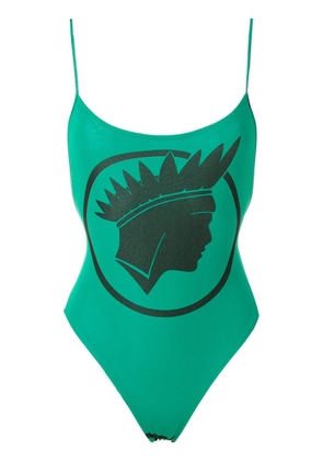 Amir Slama Índio print high cut leg swimsuit - Green