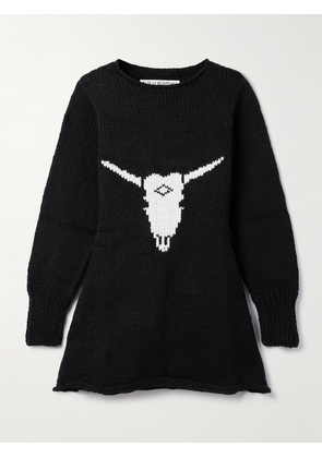 ALIX OF BOHEMIA - Renny Cow Skull Intarsia Organic Cotton Mini Dress - Black - x small,small,medium,large,x large